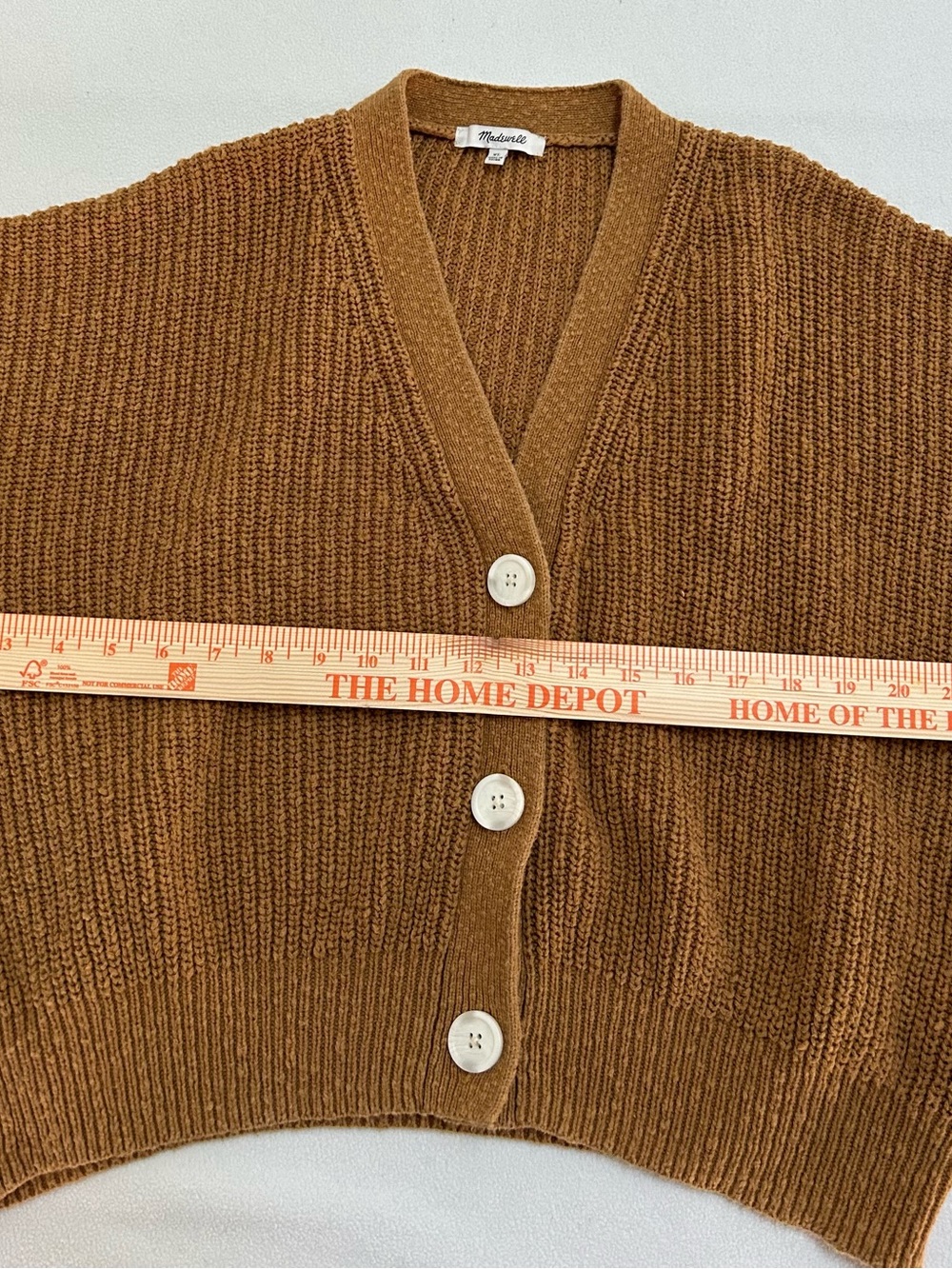 Madewell Camel Ribbed V-Neck Button Cardigan - Picture 7 of 9